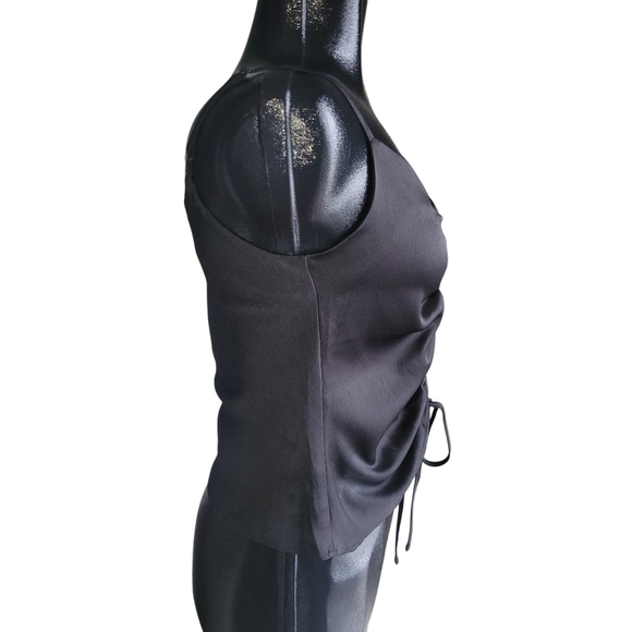 Asos Design Black Drawstring Front Tank  Top 4 - Picture 4 of 7